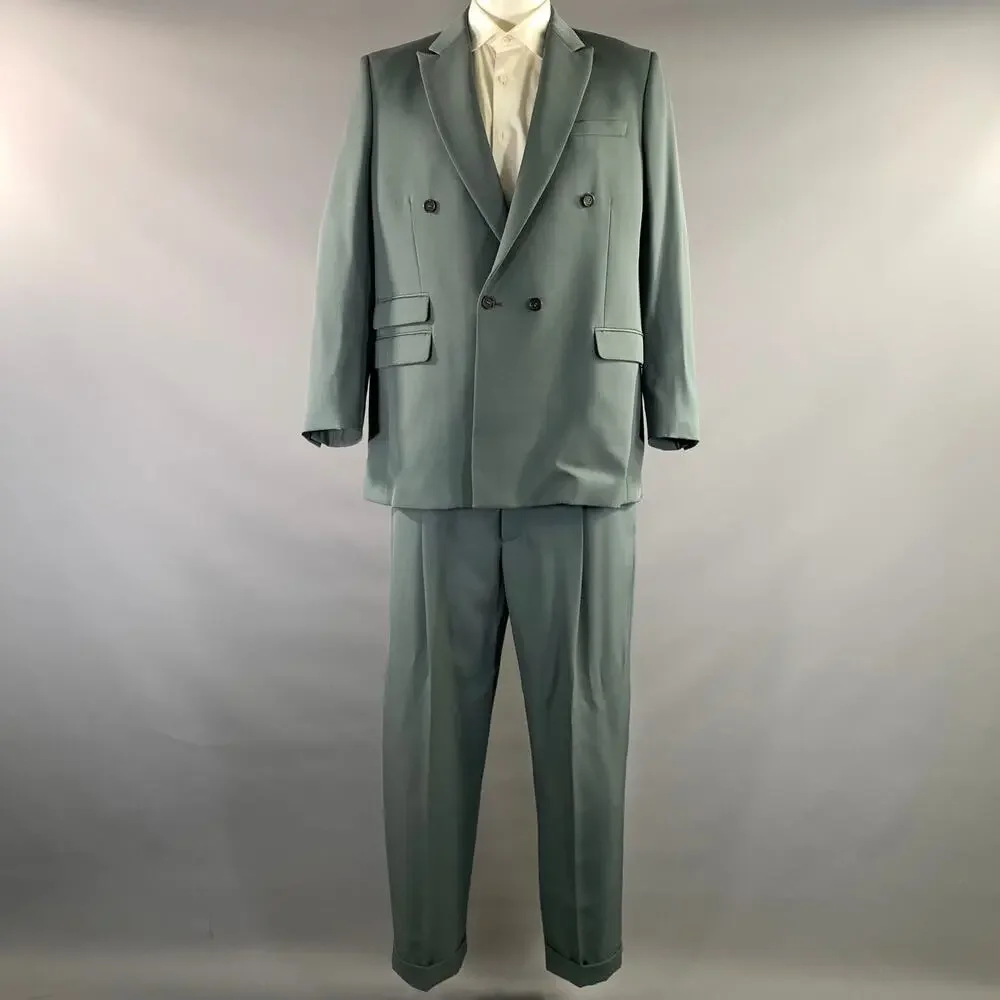 STELLA McCARTNEY Green Grey Viscose Blend Peak Lapel Suit